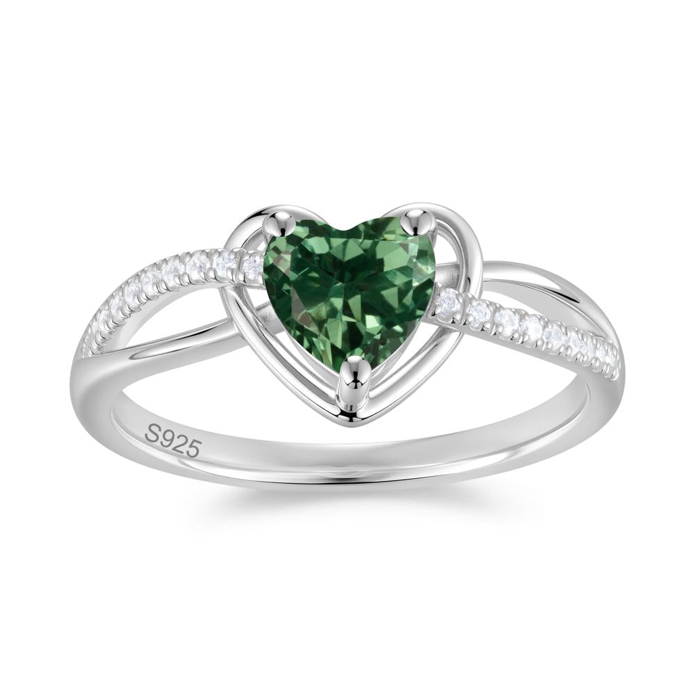 Heart Cut London Blue Topaz Twisted Split Shank Promise Ring - LUO Jewelry #gemstone_Green Sapphire