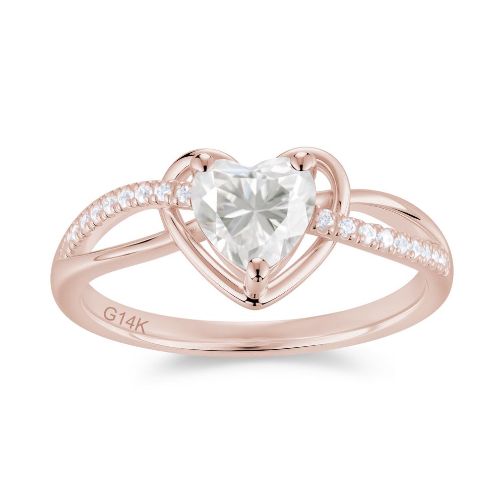 Heart Cut London Blue Topaz Twisted Split Shank Promise Ring - LUO Jewelry #gemstone_Moissanite