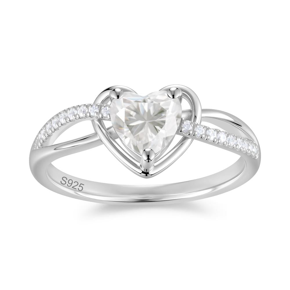 Heart Cut London Blue Topaz Twisted Split Shank Promise Ring - LUO Jewelry #gemstone_Moissanite