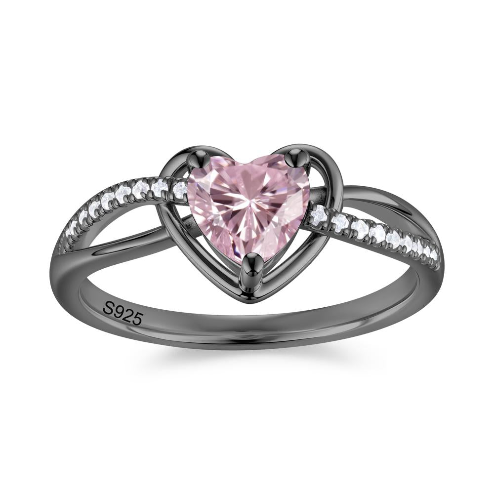 Heart Cut London Blue Topaz Twisted Split Shank Promise Ring - LUO Jewelry #gemstone_Pink Cubic Zirconia