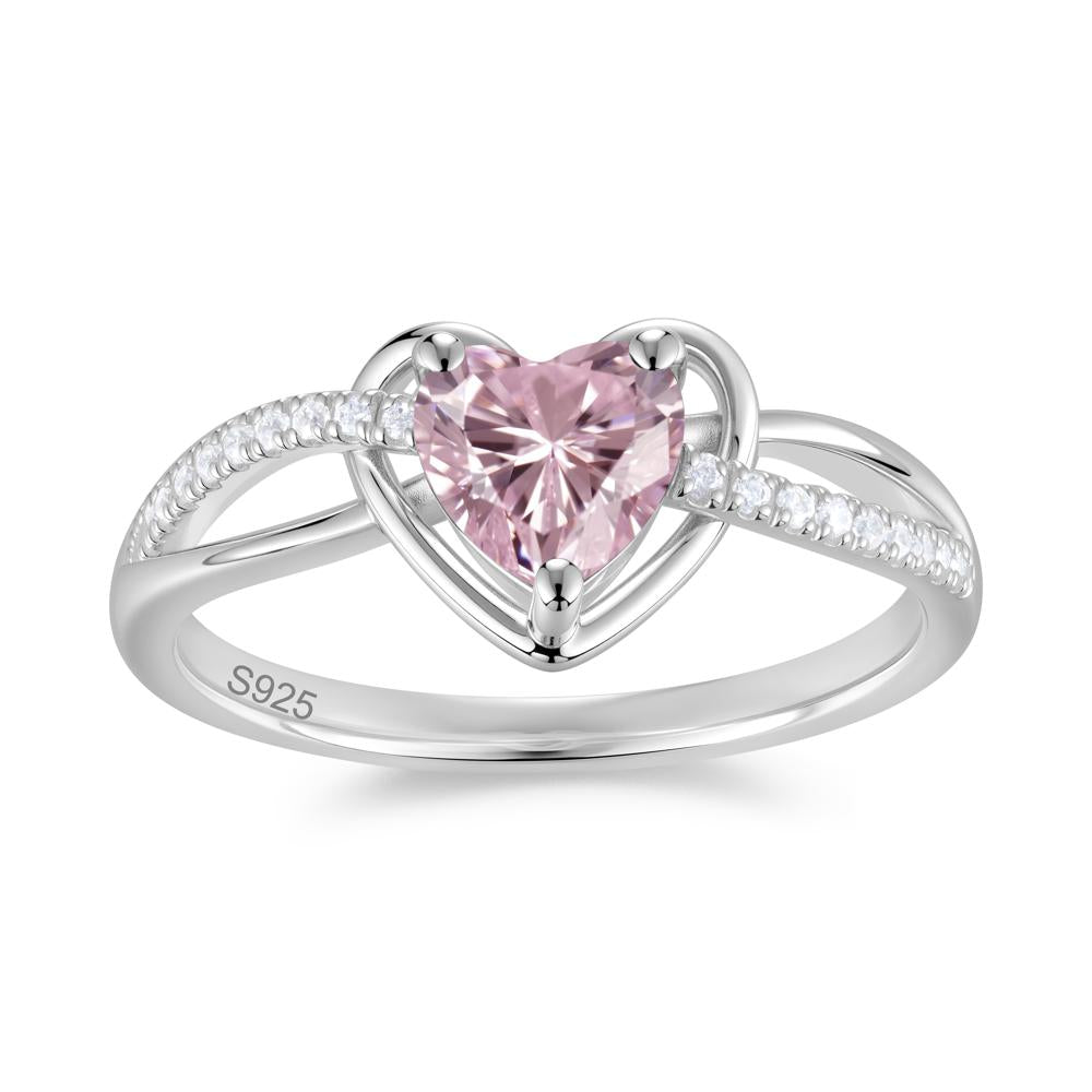 Heart Cut London Blue Topaz Twisted Split Shank Promise Ring - LUO Jewelry #gemstone_Pink Cubic Zirconia