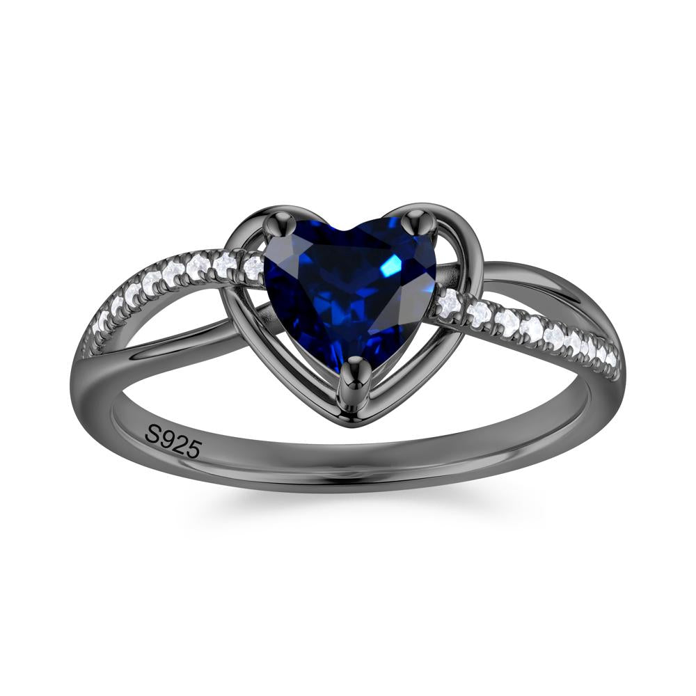 Heart Cut London Blue Topaz Twisted Split Shank Promise Ring - LUO Jewelry #gemstone_Sapphire