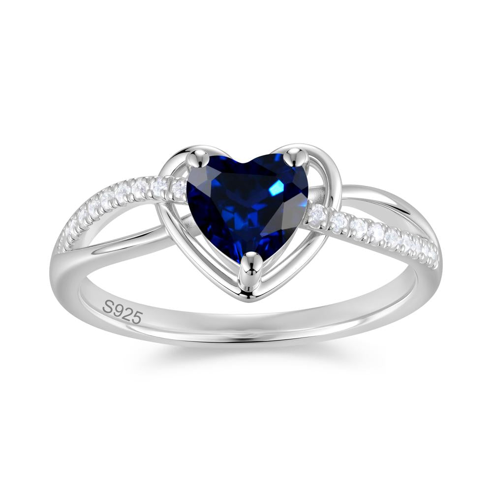 Heart Cut London Blue Topaz Twisted Split Shank Promise Ring - LUO Jewelry #gemstone_Sapphire