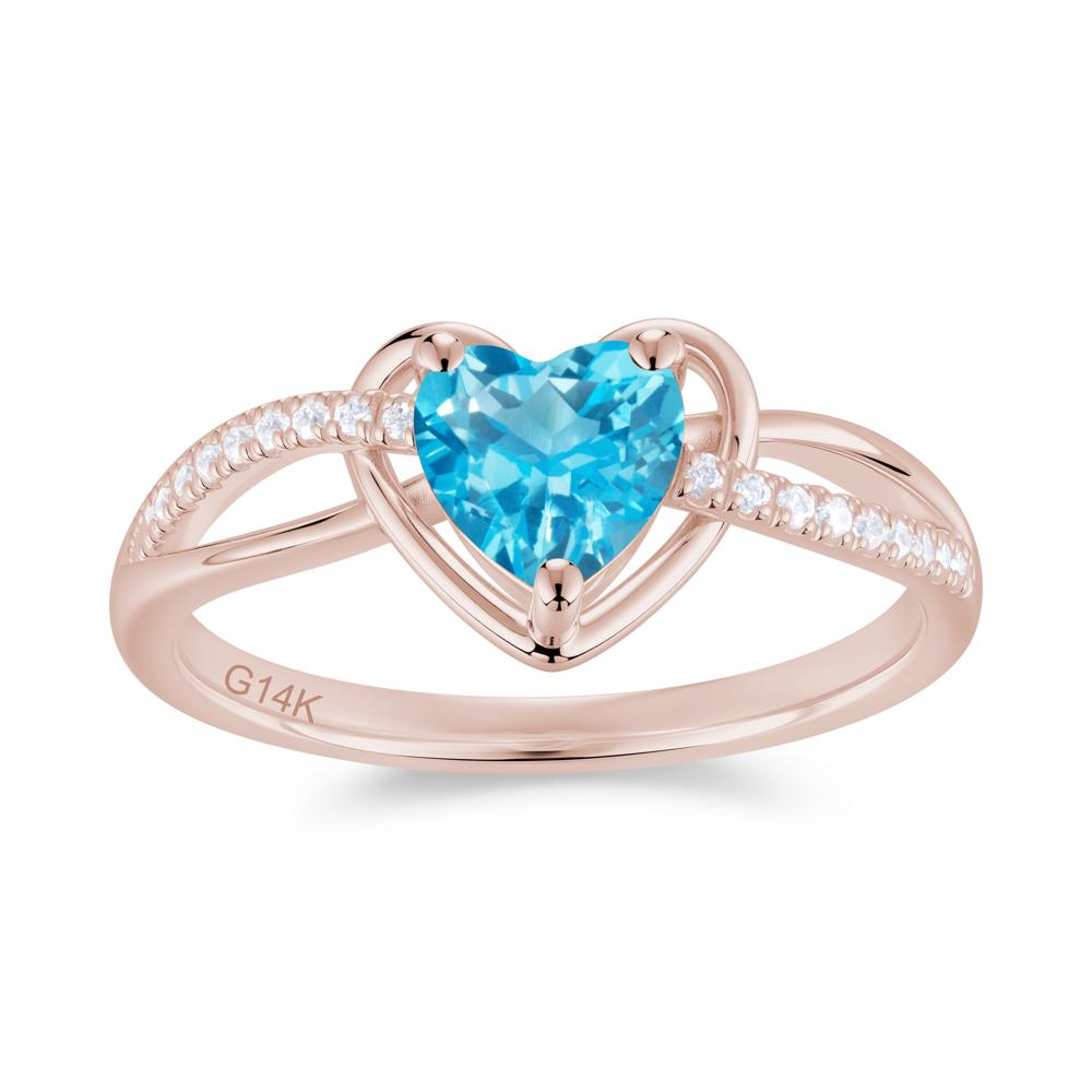 Heart Cut London Blue Topaz Twisted Split Shank Promise Ring - LUO Jewelry #gemstone_Swiss Blue Topaz