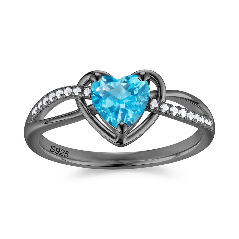 Heart Cut London Blue Topaz Twisted Split Shank Promise Ring - LUO Jewelry #gemstone_Swiss Blue Topaz