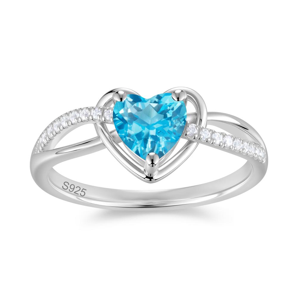 Heart Cut London Blue Topaz Twisted Split Shank Promise Ring - LUO Jewelry #gemstone_Swiss Blue Topaz
