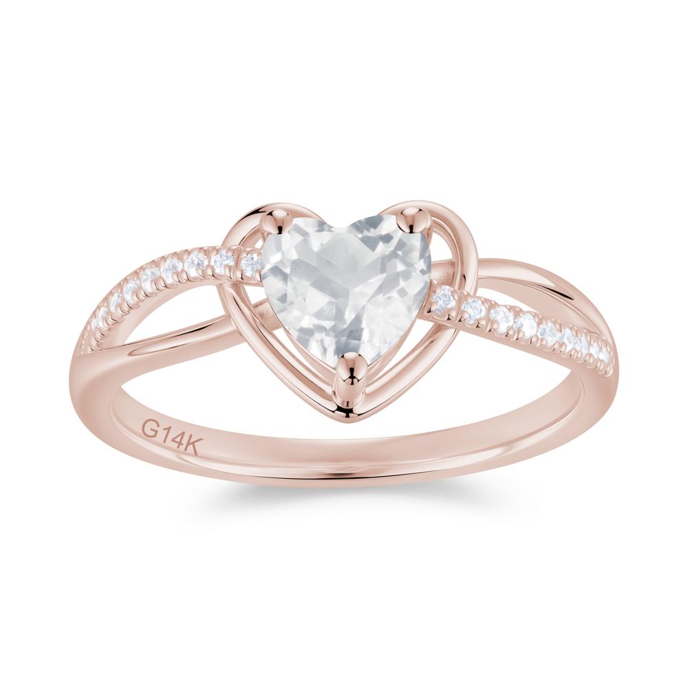 Heart Cut London Blue Topaz Twisted Split Shank Promise Ring - LUO Jewelry #gemstone_White Topaz
