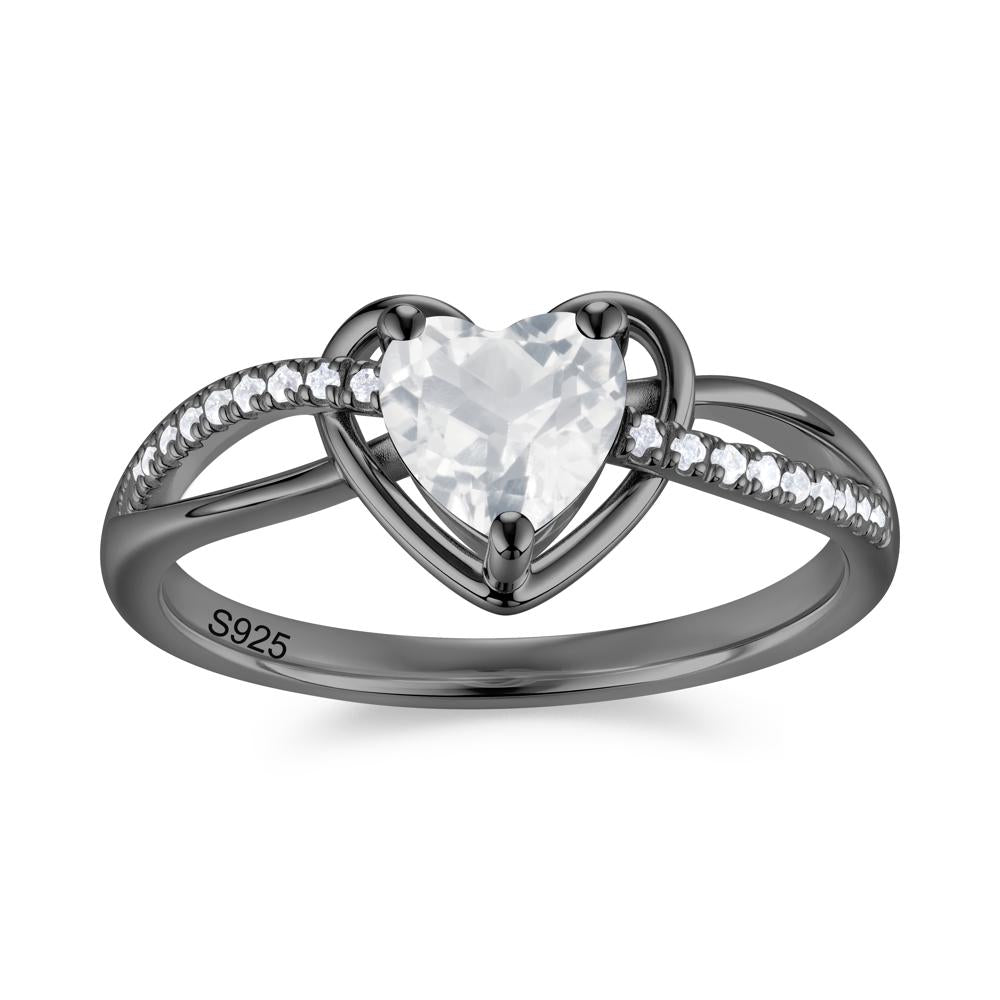 Heart Cut London Blue Topaz Twisted Split Shank Promise Ring - LUO Jewelry #gemstone_White Topaz