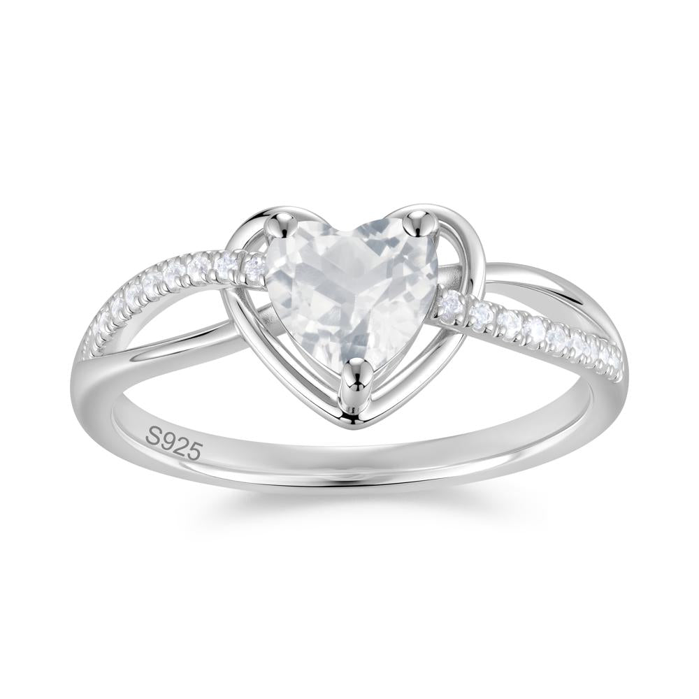 Heart Cut London Blue Topaz Twisted Split Shank Promise Ring - LUO Jewelry #gemstone_White Topaz