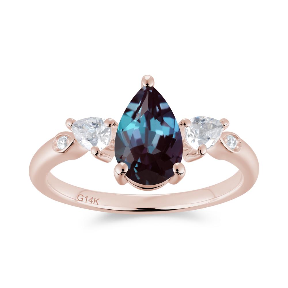 Victorian Milgrain Pear Cut Amethyst Ring Set - LUO Jewelry #gemstone_Alexandrite