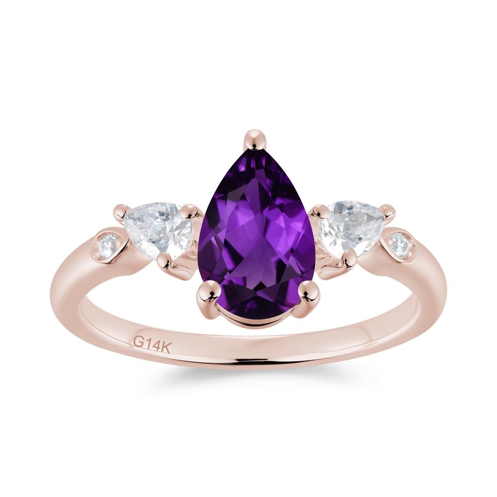 Victorian Milgrain Pear Cut Amethyst Ring Set - LUO Jewelry #gemstone_Amethyst
