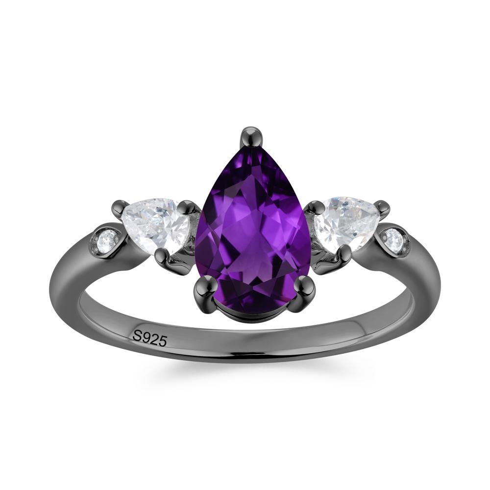 Victorian Milgrain Pear Cut Amethyst Ring Set - LUO Jewelry #gemstone_Amethyst