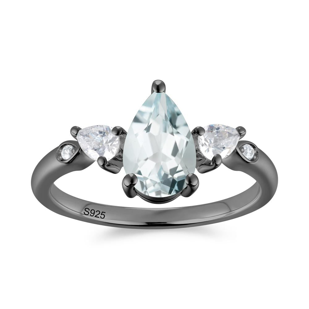 Victorian Milgrain Pear Cut Amethyst Ring Set - LUO Jewelry #gemstone_Aquamarine