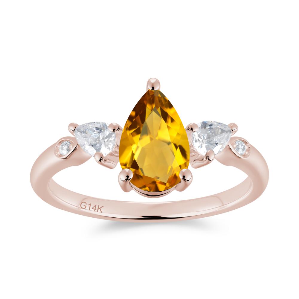 Victorian Milgrain Pear Cut Amethyst Ring Set - LUO Jewelry #gemstone_Citrine