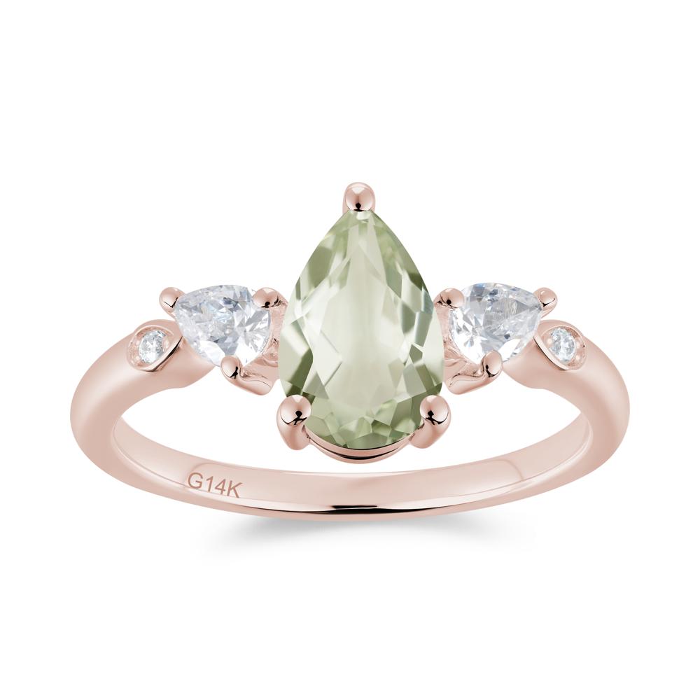 Victorian Milgrain Pear Cut Amethyst Ring Set - LUO Jewelry #gemstone_Green Amethyst