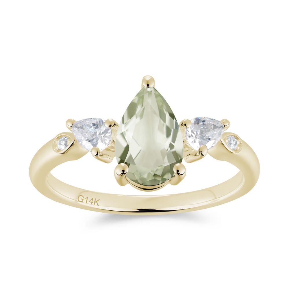 Victorian Milgrain Pear Cut Amethyst Ring Set - LUO Jewelry #gemstone_Green Amethyst