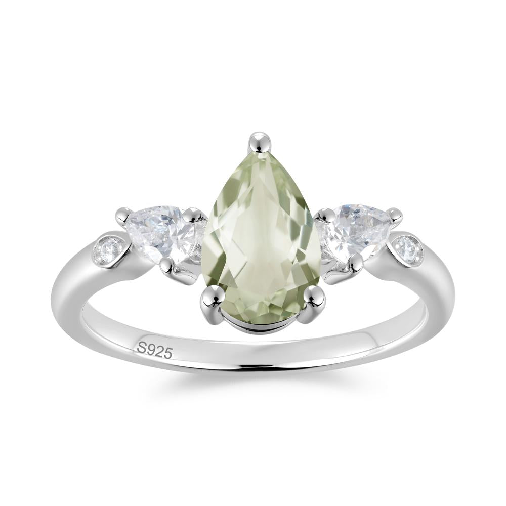 Victorian Milgrain Pear Cut Amethyst Ring Set - LUO Jewelry #gemstone_Green Amethyst