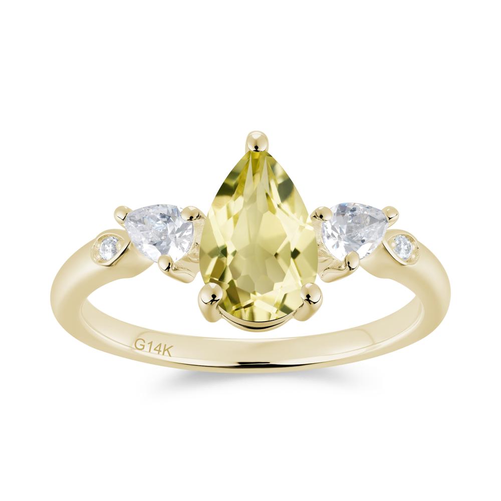 Victorian Milgrain Pear Cut Amethyst Ring Set - LUO Jewelry #gemstone_Lemon Quartz