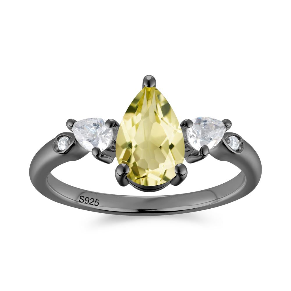 Victorian Milgrain Pear Cut Amethyst Ring Set - LUO Jewelry #gemstone_Lemon Quartz