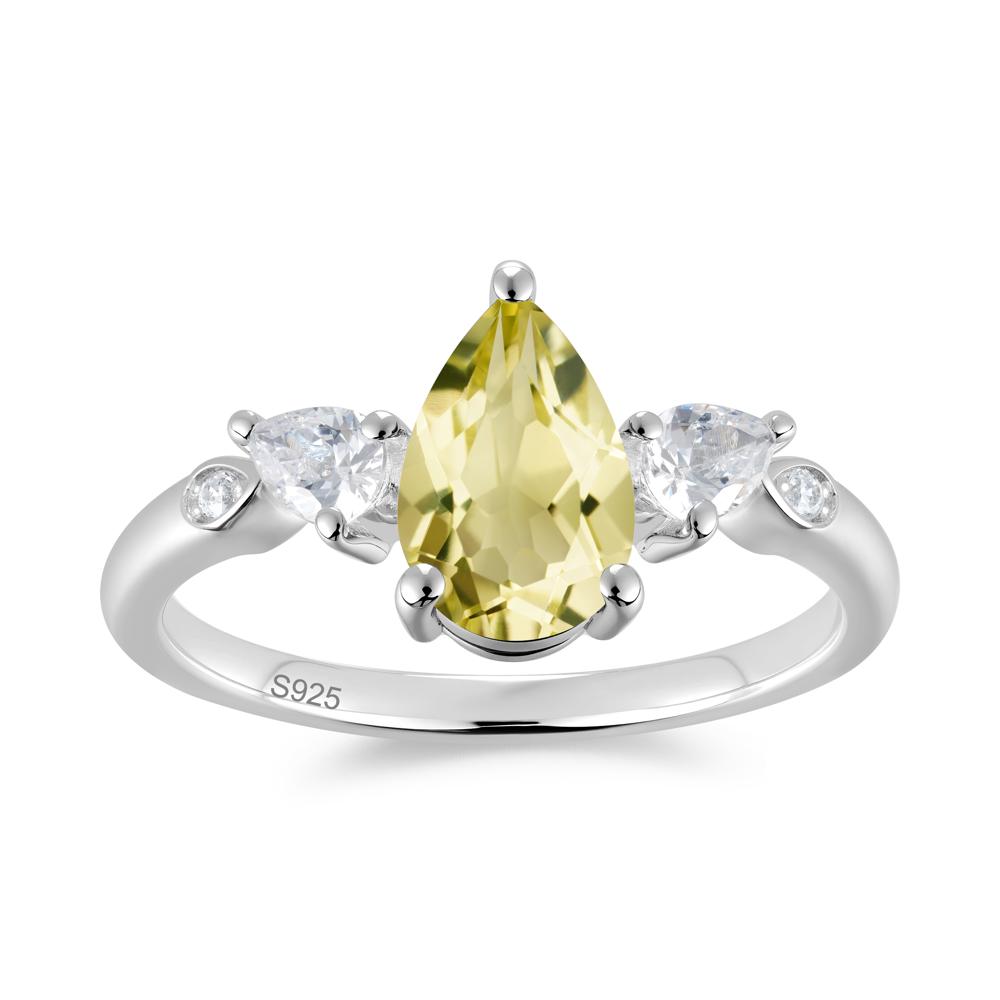 Victorian Milgrain Pear Cut Amethyst Ring Set - LUO Jewelry #gemstone_Lemon Quartz