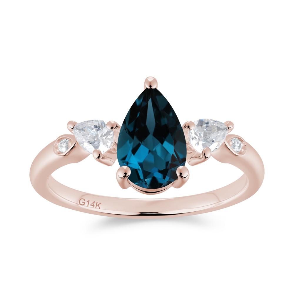 Victorian Milgrain Pear Cut Amethyst Ring Set - LUO Jewelry #gemstone_London Blue Topaz