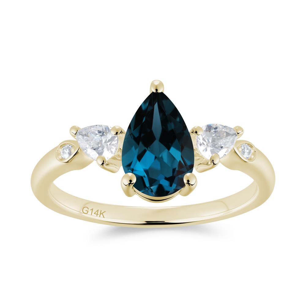 Victorian Milgrain Pear Cut Amethyst Ring Set - LUO Jewelry #gemstone_London Blue Topaz