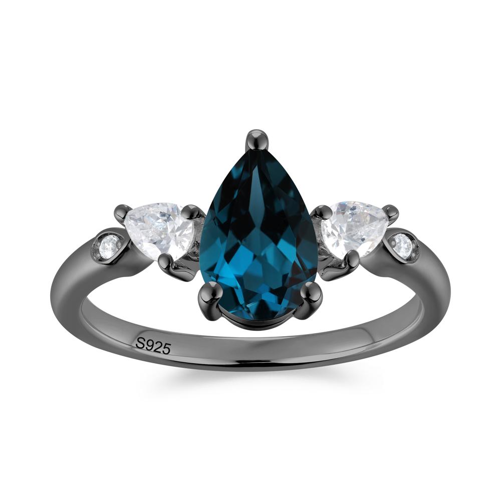 Victorian Milgrain Pear Cut Amethyst Ring Set - LUO Jewelry #gemstone_London Blue Topaz