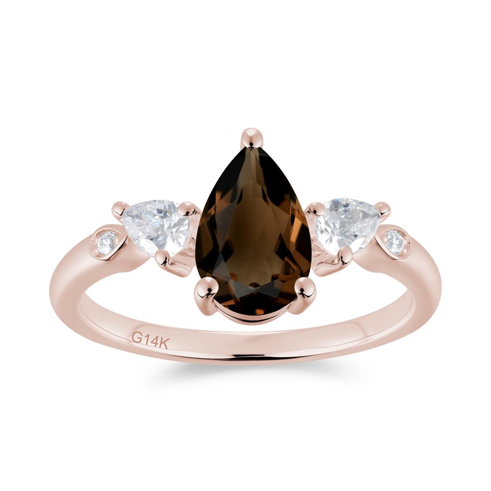 Victorian Milgrain Pear Cut Amethyst Ring Set - LUO Jewelry #gemstone_Smoky Quartz