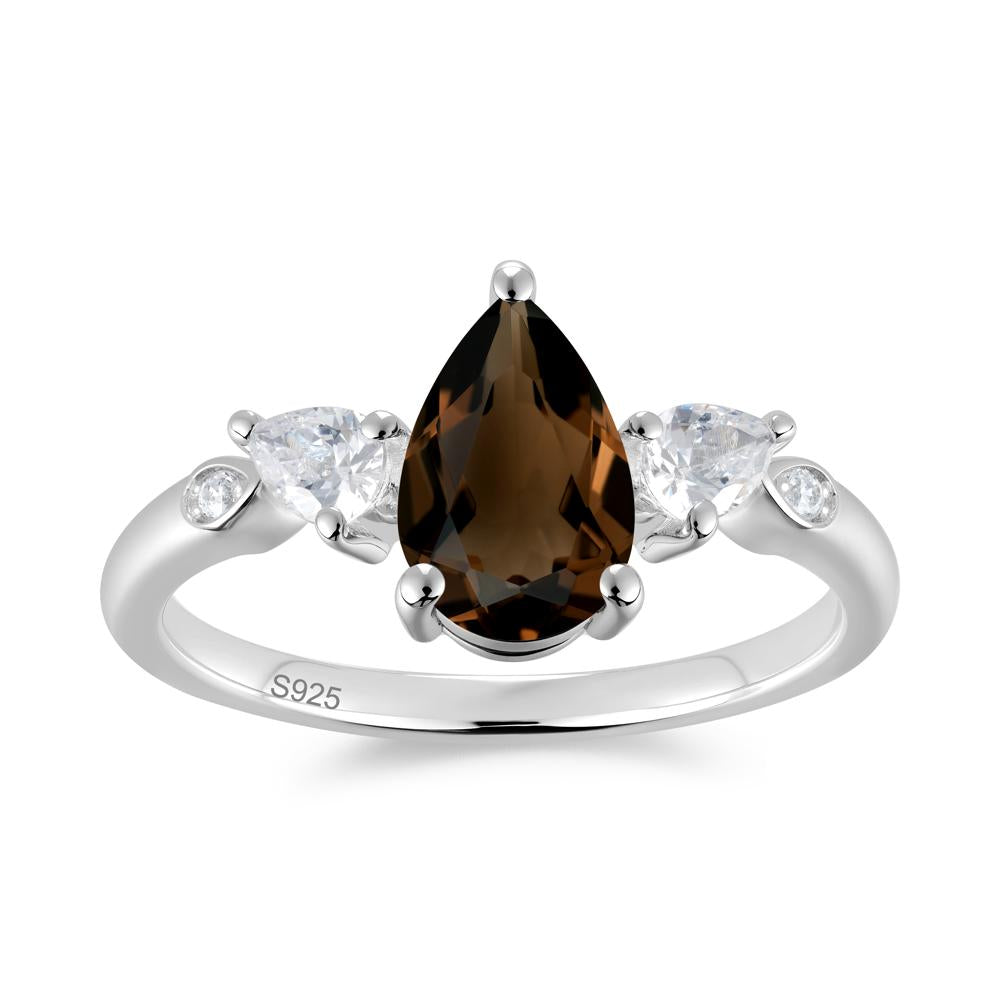 Victorian Milgrain Pear Cut Amethyst Ring Set - LUO Jewelry #gemstone_Smoky Quartz