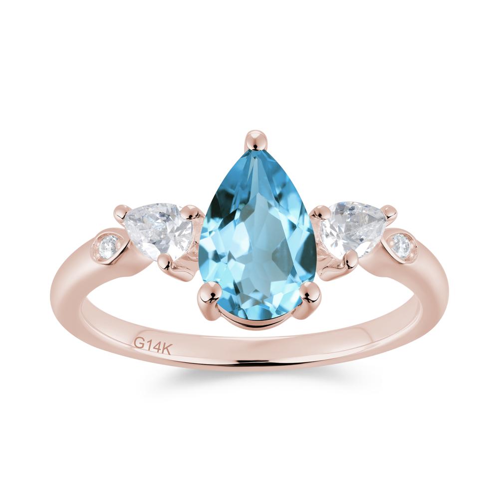 Victorian Milgrain Pear Cut Amethyst Ring Set - LUO Jewelry #gemstone_Swiss Blue Topaz