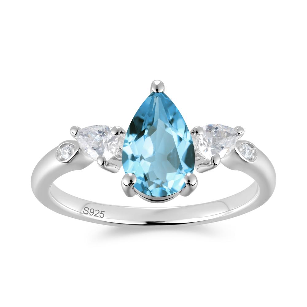 Victorian Milgrain Pear Cut Amethyst Ring Set - LUO Jewelry #gemstone_Swiss Blue Topaz
