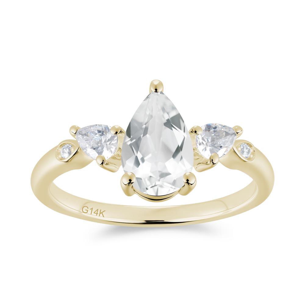 Victorian Milgrain Pear Cut Amethyst Ring Set - LUO Jewelry #gemstone_White Topaz