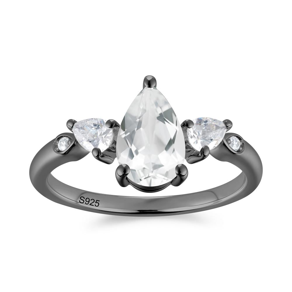 Victorian Milgrain Pear Cut Amethyst Ring Set - LUO Jewelry #gemstone_White Topaz