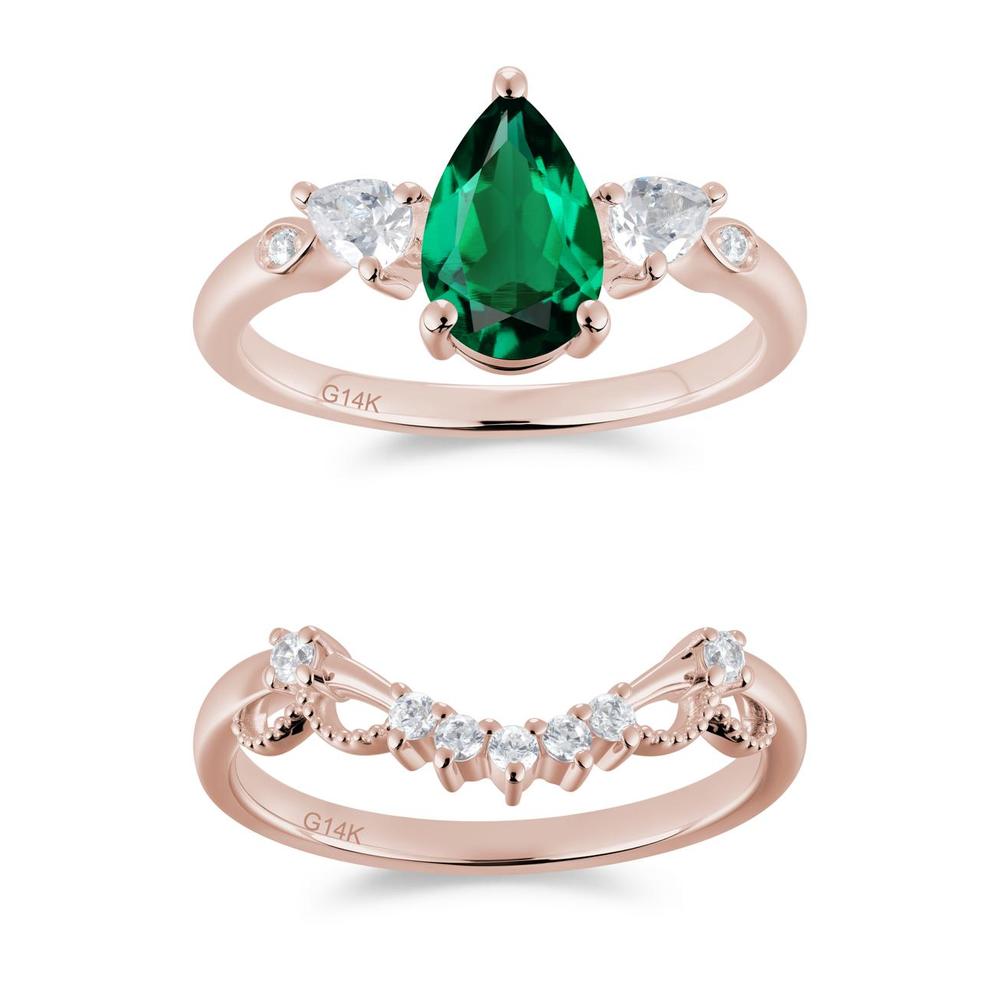 Victorian Milgrain Pear Cut Amethyst Ring Set - LUO Jewelry #gemstone_Emerald