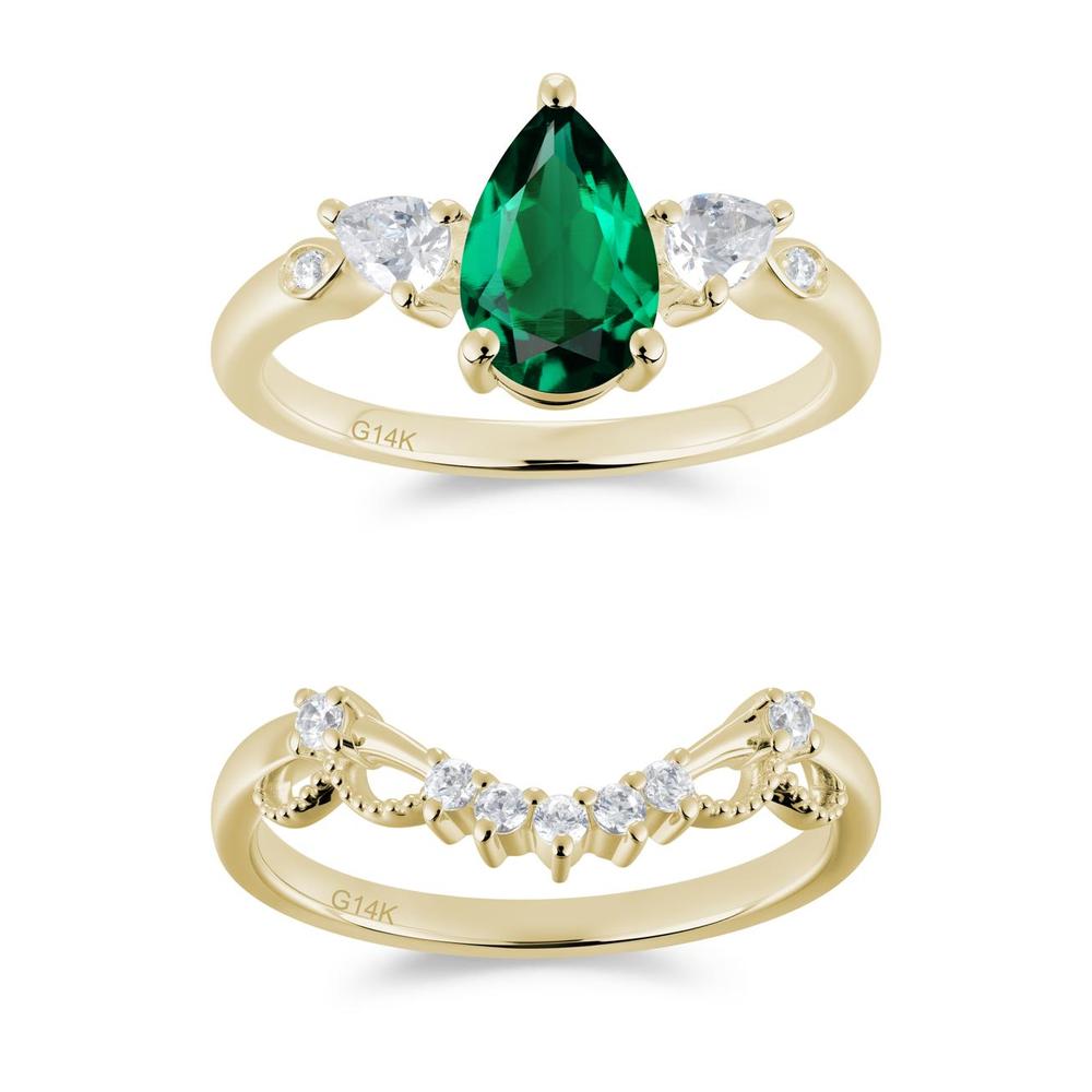 Victorian Milgrain Pear Cut Amethyst Ring Set - LUO Jewelry #gemstone_Emerald