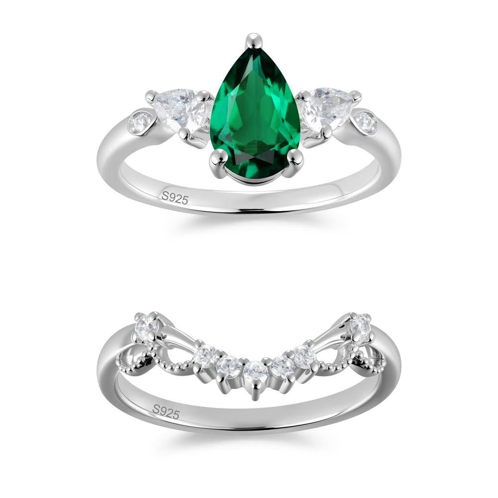 Victorian Milgrain Pear Cut Amethyst Ring Set - LUO Jewelry #gemstone_Emerald