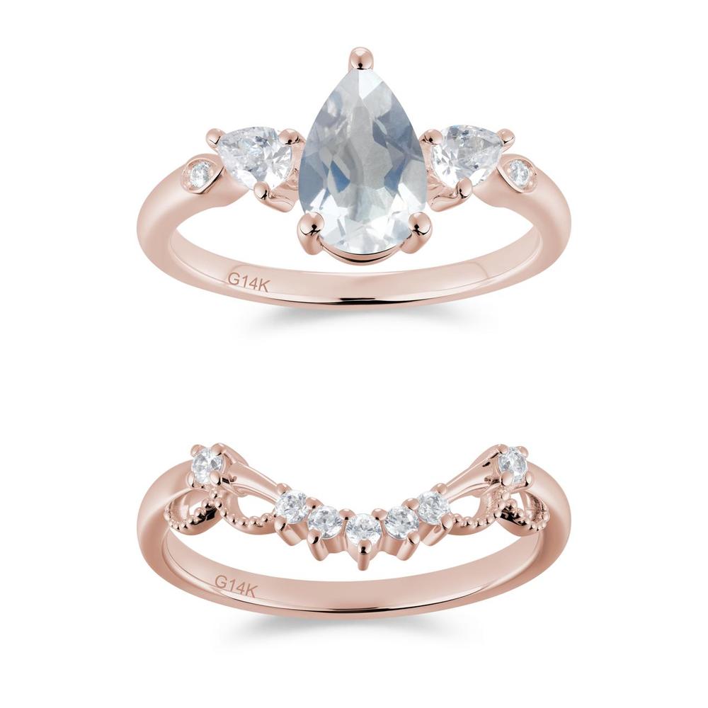 Victorian Milgrain Pear Cut Amethyst Ring Set - LUO Jewelry #gemstone_Moonstone
