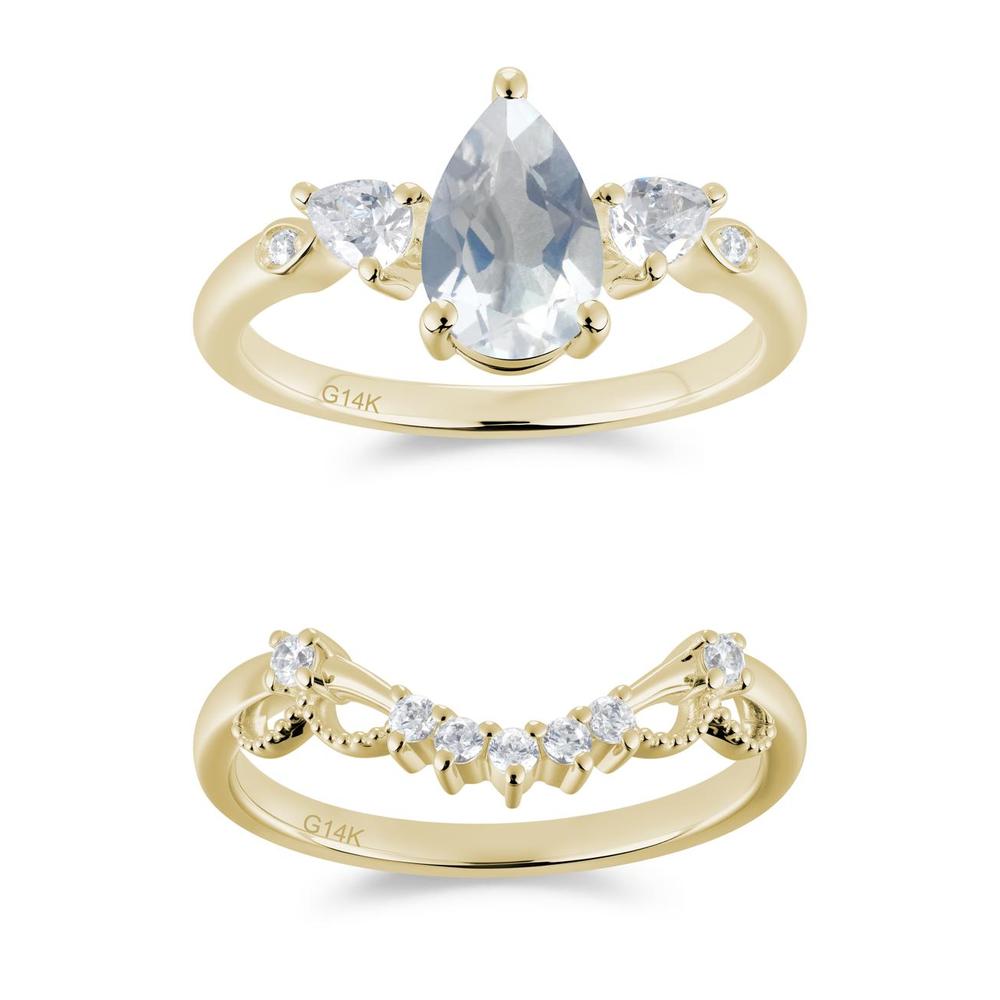 Victorian Milgrain Pear Cut Amethyst Ring Set - LUO Jewelry #gemstone_Moonstone