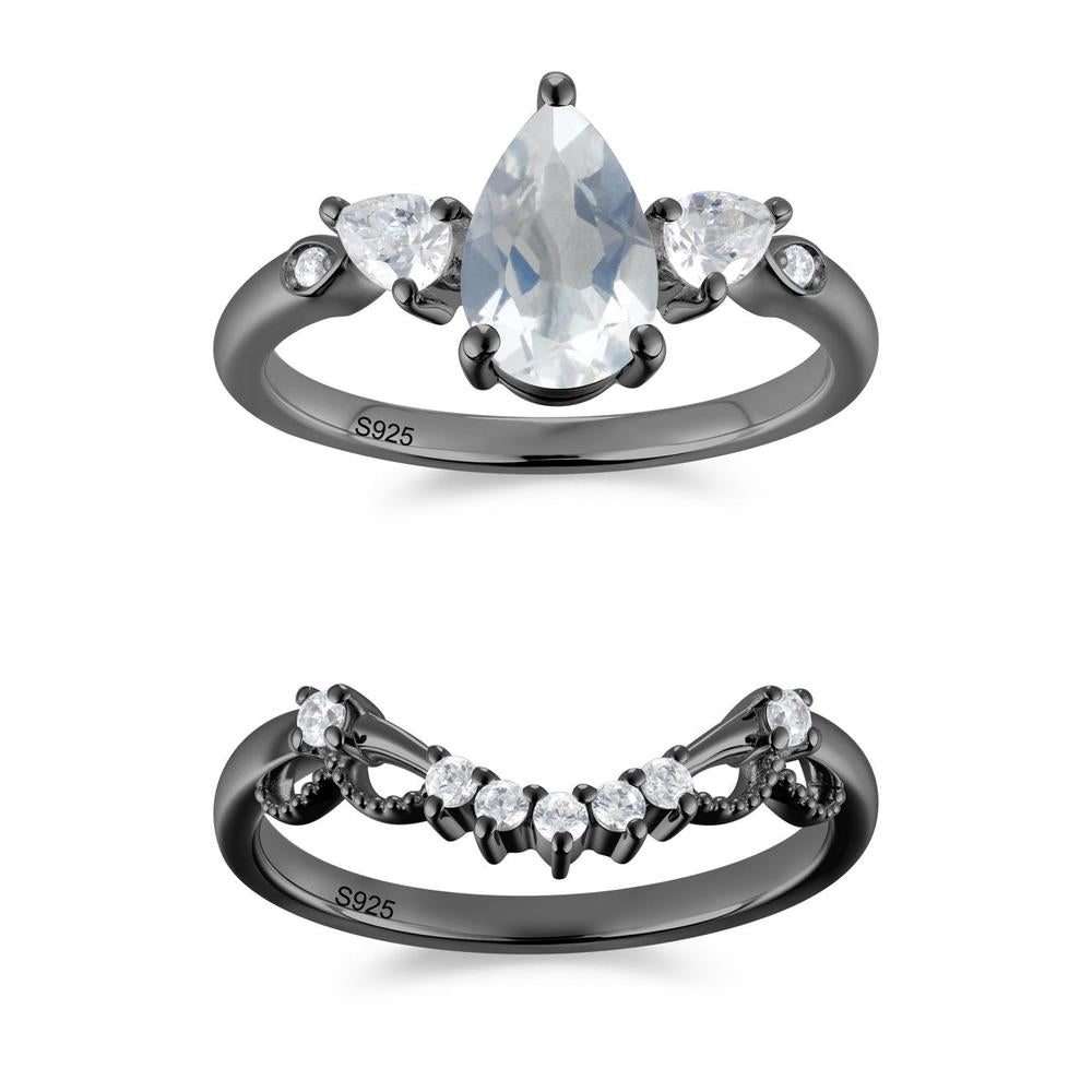 Victorian Milgrain Pear Cut Amethyst Ring Set - LUO Jewelry #gemstone_Moonstone