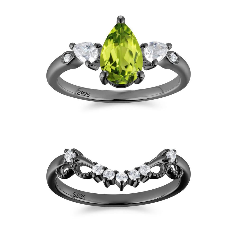 Victorian Milgrain Pear Cut Amethyst Ring Set - LUO Jewelry #gemstone_Peridot