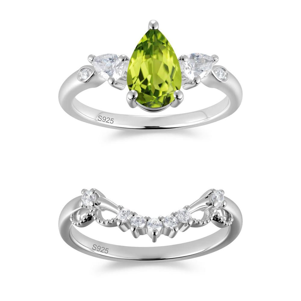 Victorian Milgrain Pear Cut Amethyst Ring Set - LUO Jewelry #gemstone_Peridot