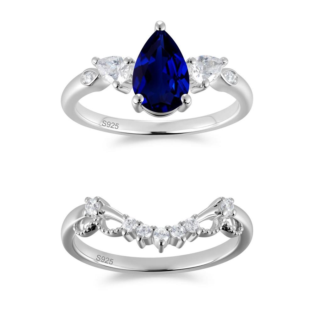 Victorian Milgrain Pear Cut Amethyst Ring Set - LUO Jewelry #gemstone_Sapphire