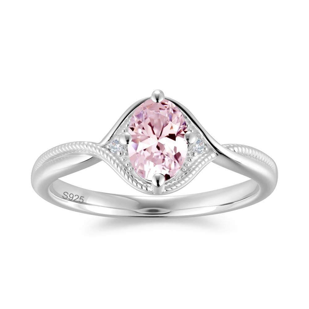 Oval Cut Citrine Twisted Engagement Ring - LUO Jewelry #gemstone_Pink Cubic Zirconia