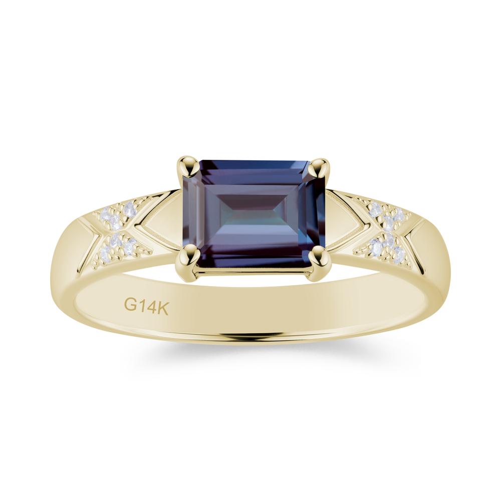 Unisex Emerald Cut Black Spinel Wide Band Ring - LUO Jewelry #gemstone_Alexandrite