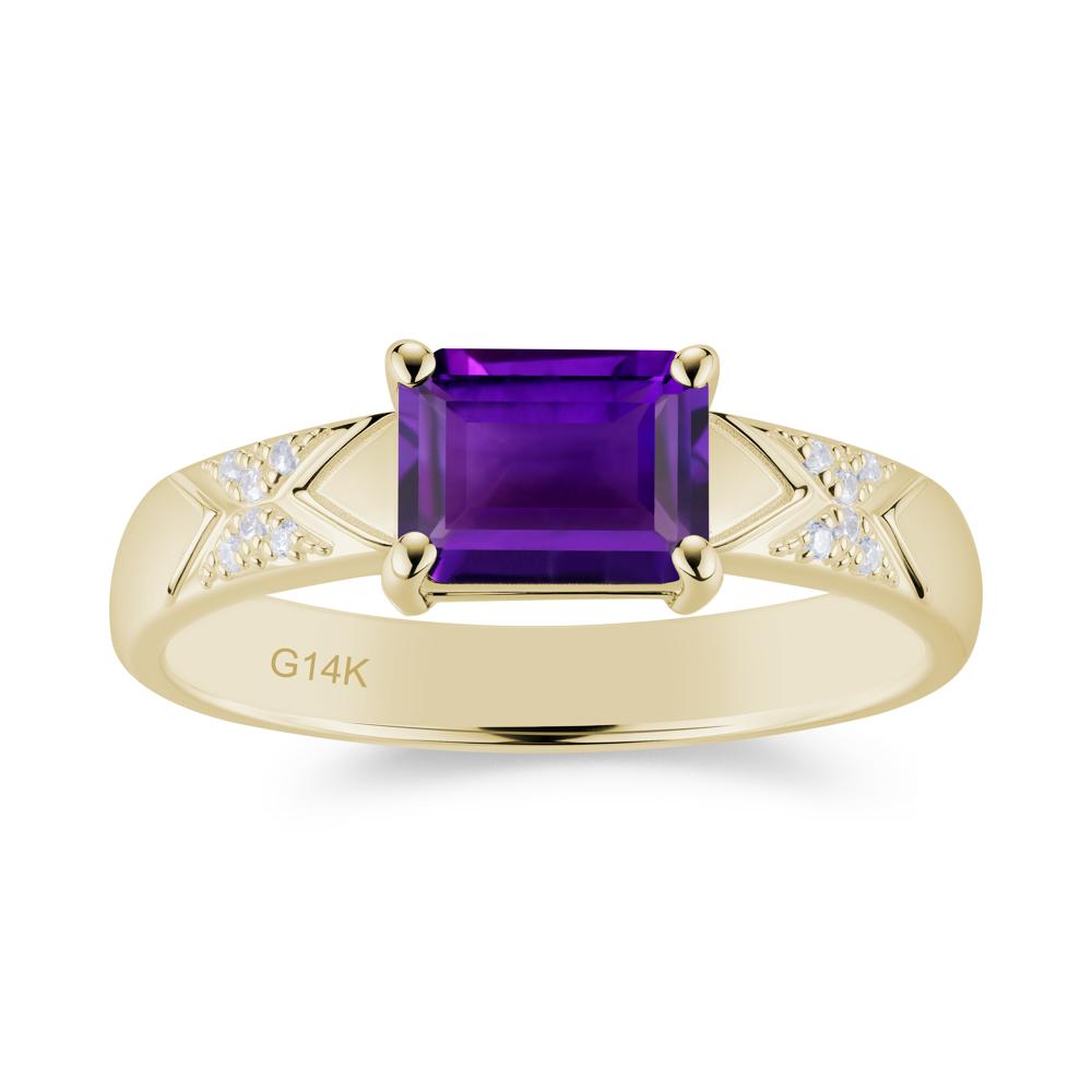 Unisex Emerald Cut Black Spinel Wide Band Ring - LUO Jewelry #gemstone_Amethyst