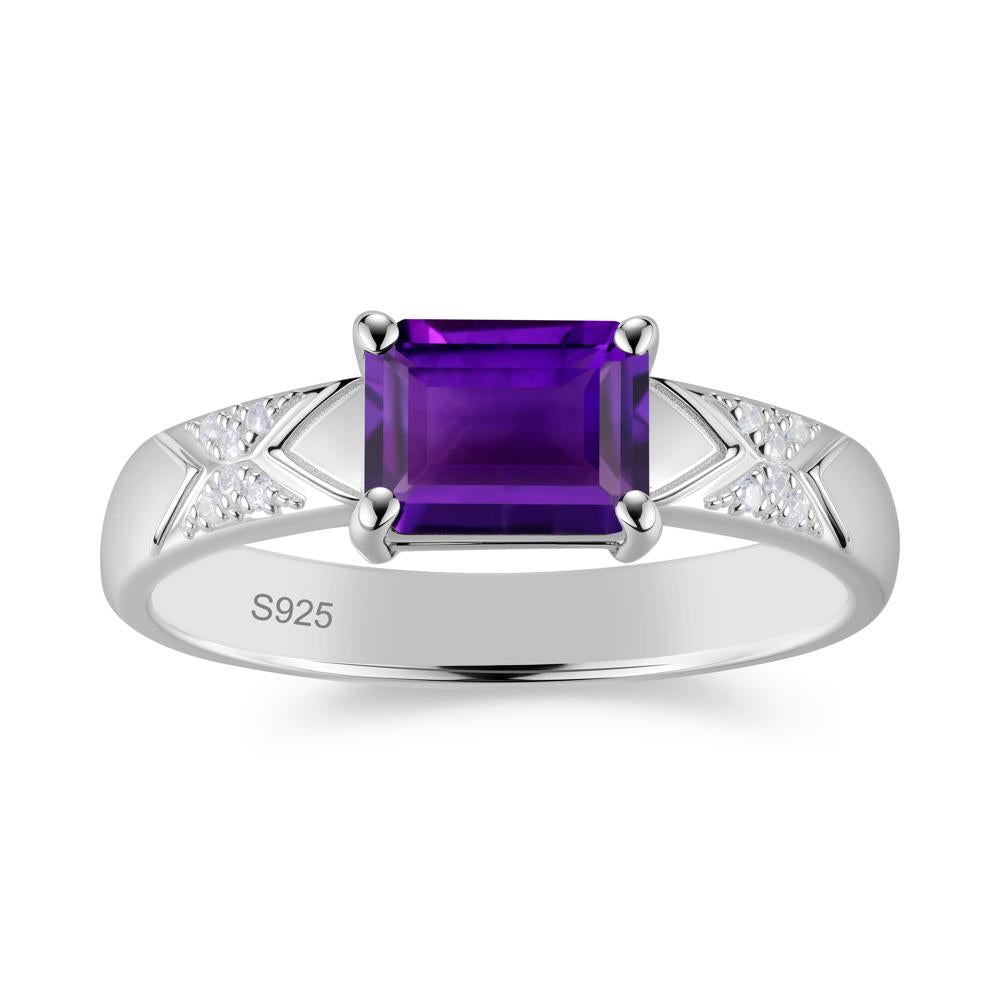 Unisex Emerald Cut Black Spinel Wide Band Ring - LUO Jewelry #gemstone_Amethyst