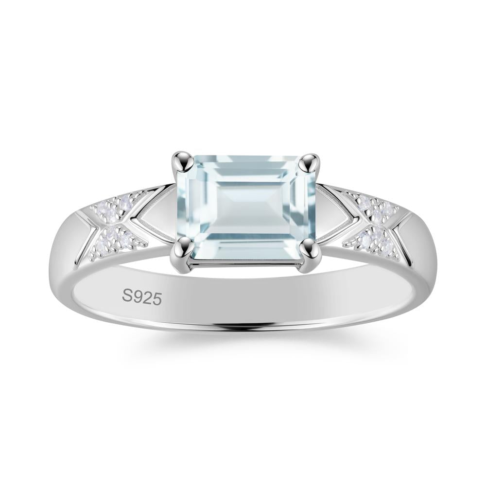 Unisex Emerald Cut Black Spinel Wide Band Ring - LUO Jewelry #gemstone_Aquamarine