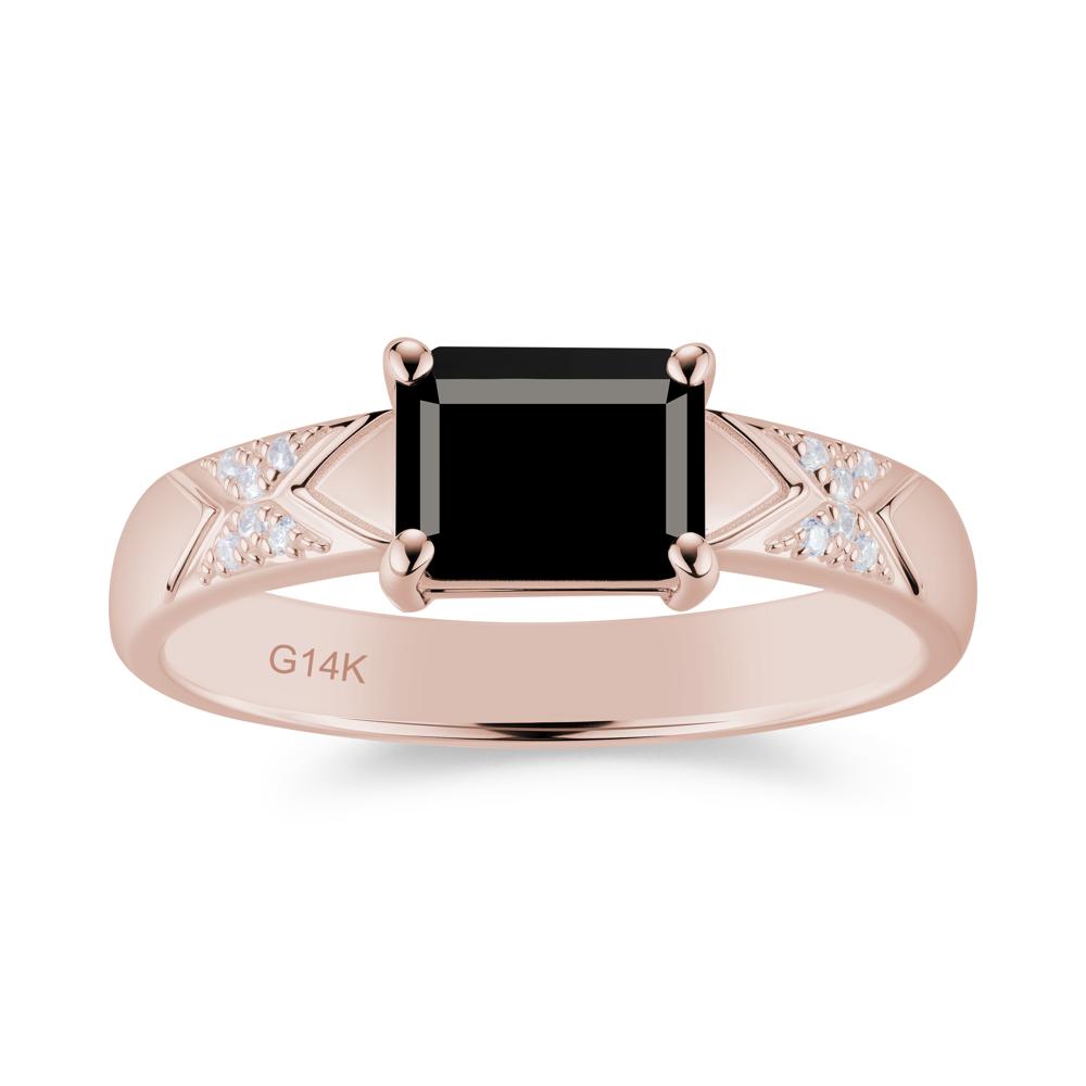 Unisex Emerald Cut Black Spinel Wide Band Ring - LUO Jewelry #gemstone_Black Spinel