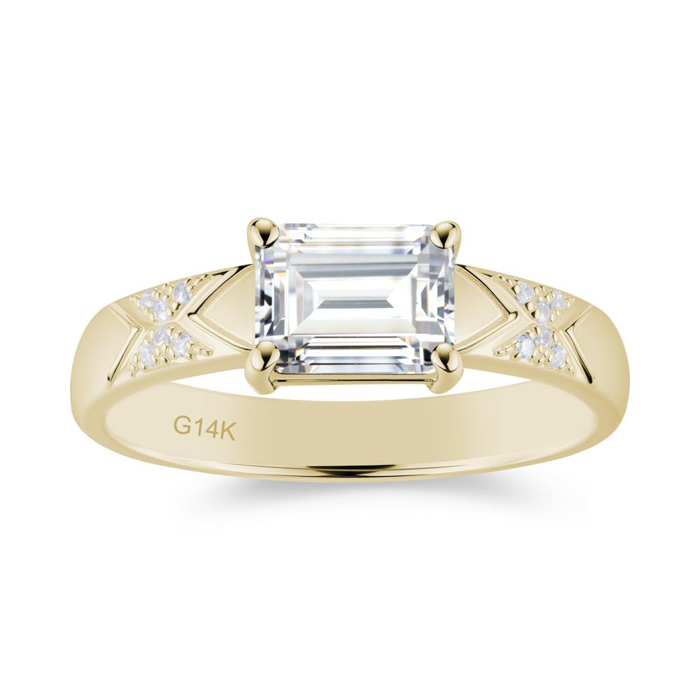 Unisex Emerald Cut Black Spinel Wide Band Ring - LUO Jewelry #gemstone_Cubic Zirconia