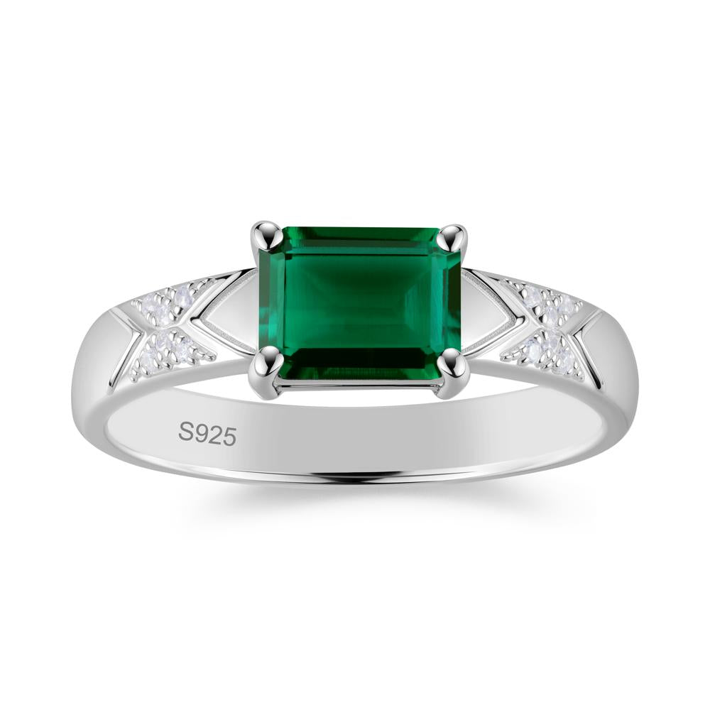 Unisex Emerald Cut Black Spinel Wide Band Ring - LUO Jewelry #gemstone_Emerald